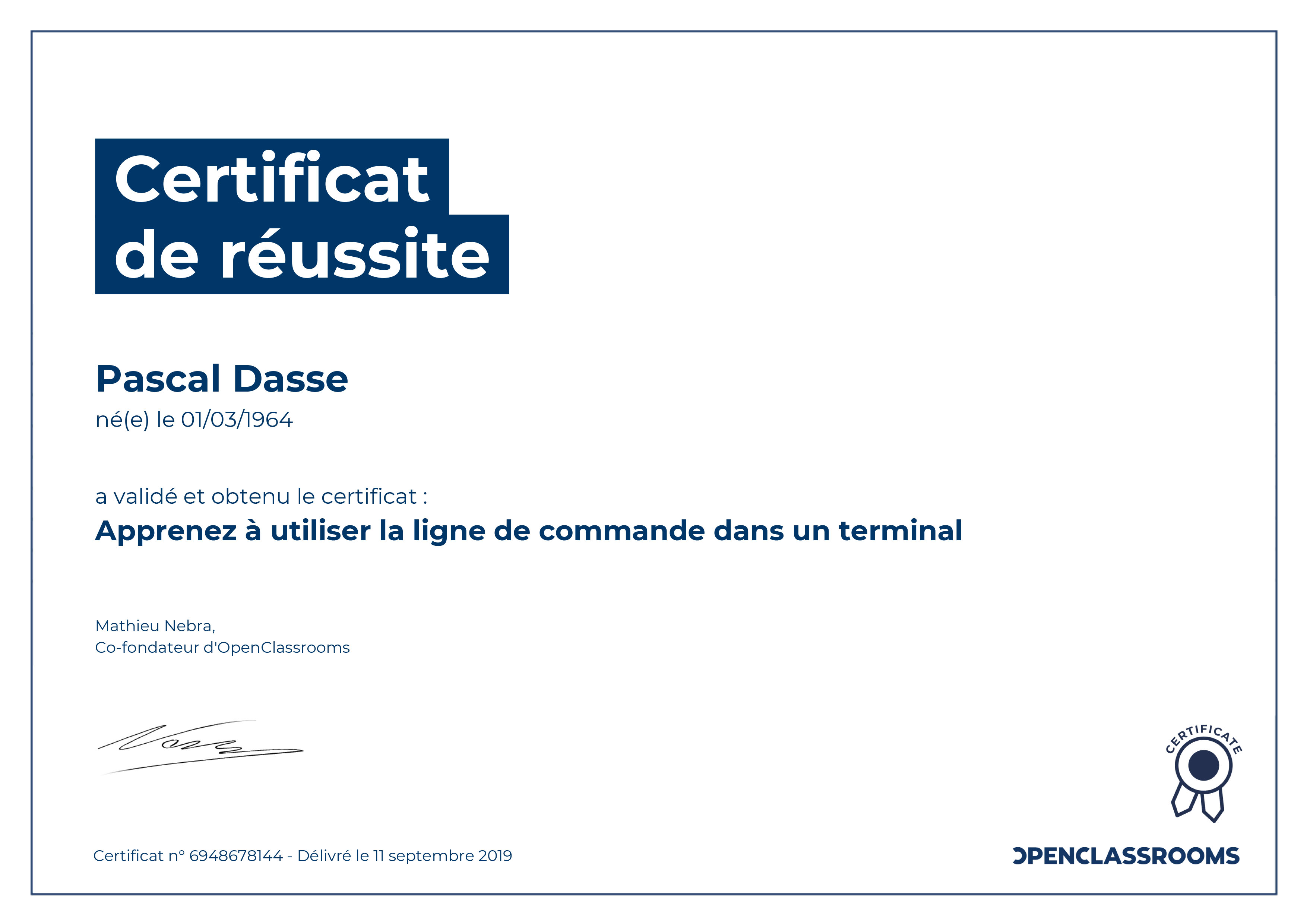 Certificat Terminal